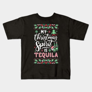 🌟✨ Celebrate the season with us, because "My holiday spirit is tequila." 🍾🎉 Kids T-Shirt